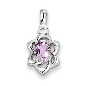 Genuine Diamond Pink Amethyst Pendant